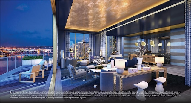 community lobby featuring a city view