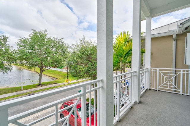 balcony with a water view