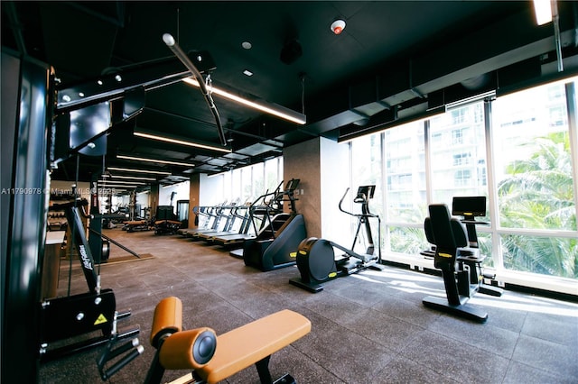 gym featuring a wealth of natural light