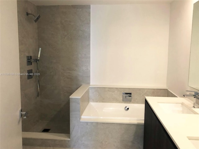 488 NE 18th St Unit 215, Miami, FL 33132 - full bathroom featuring a walk in shower, vanity, and a bath