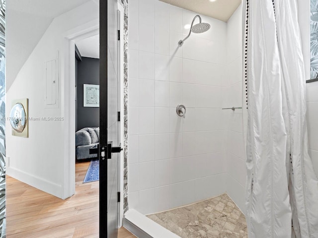 3025 SW 13th St, Miami, FL 33145 - full bath with a tile shower and wood finished floors