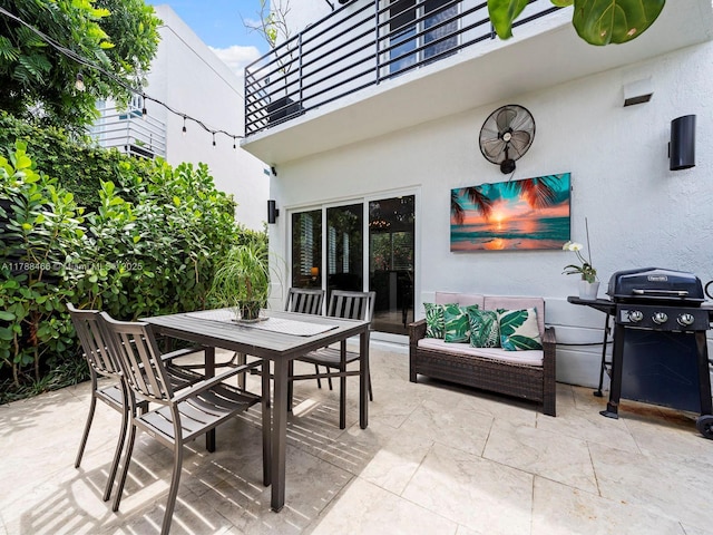 3025 SW 13th St, Miami, FL 33145 - view of patio featuring outdoor dining space, a balcony, grilling area, and an outdoor hangout area