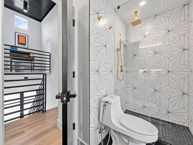 3025 SW 13th St, Miami, FL 33145 - bathroom with tile walls and wood finished floors