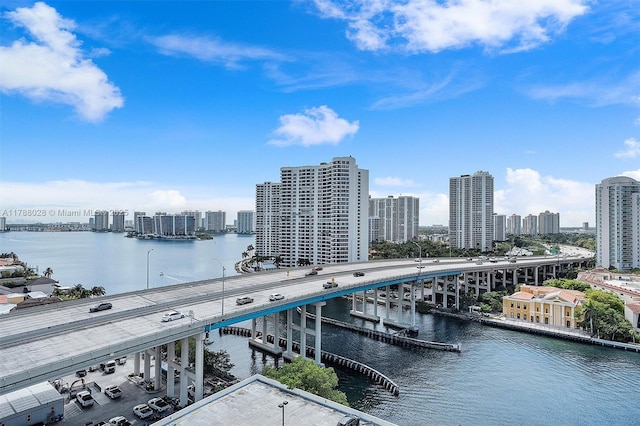 19390 Collins Ave Unit 1501, Sunny Isles Beach, FL 33160 - water view with city skyline and a notable bridge