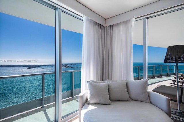 bedroom with a water view