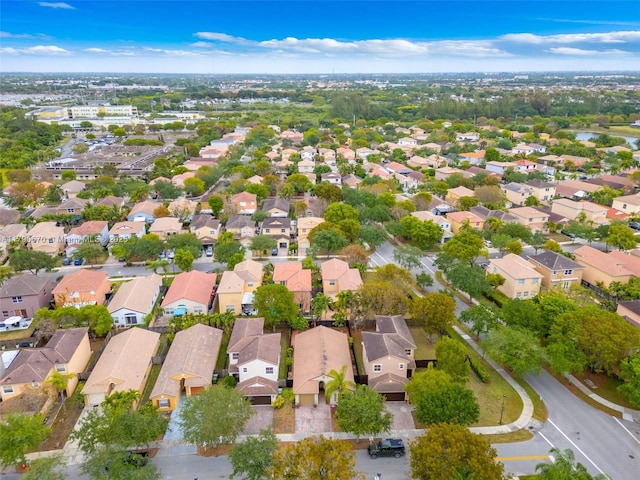 birds eye view of property with a residential view