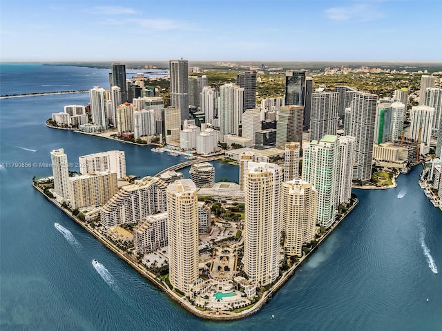 888 Brickell Key Dr Unit 2709, Miami, FL 33131 - birds eye view of property featuring a water view and a view of city