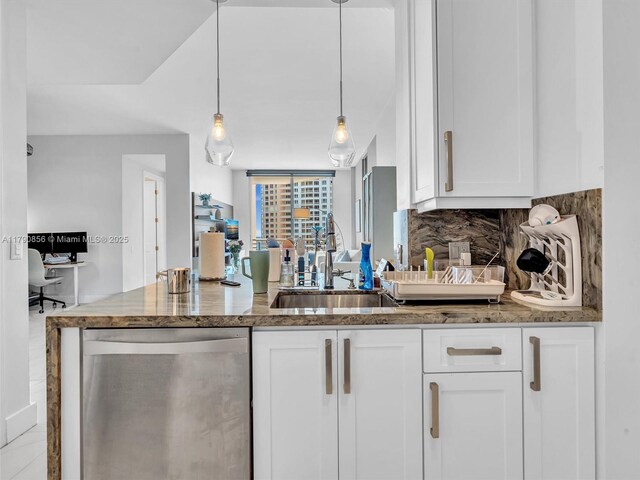 888 Brickell Key Dr Unit 2709, Miami, FL 33131 - kitchen featuring white cabinetry, a sink, and dishwasher