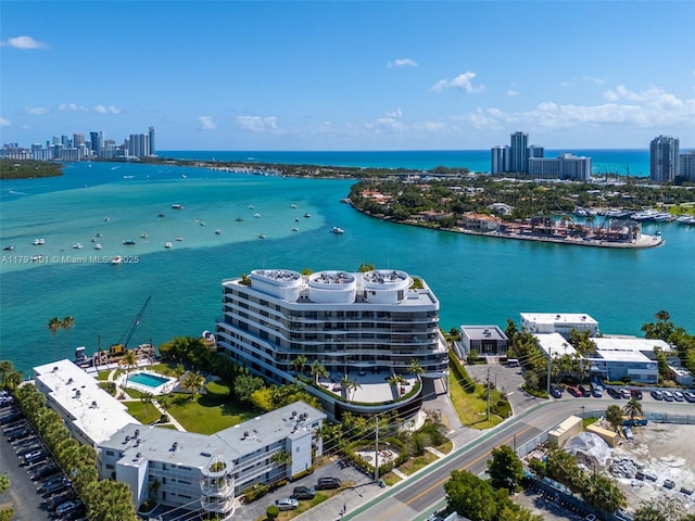 1135 103rd St Unit 606, Bay Harbor Islands, FL 33154 - birds eye view of property featuring a view of city and a water view