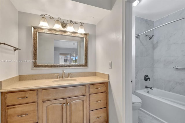 full bath with vanity, shower / bathing tub combination, and toilet