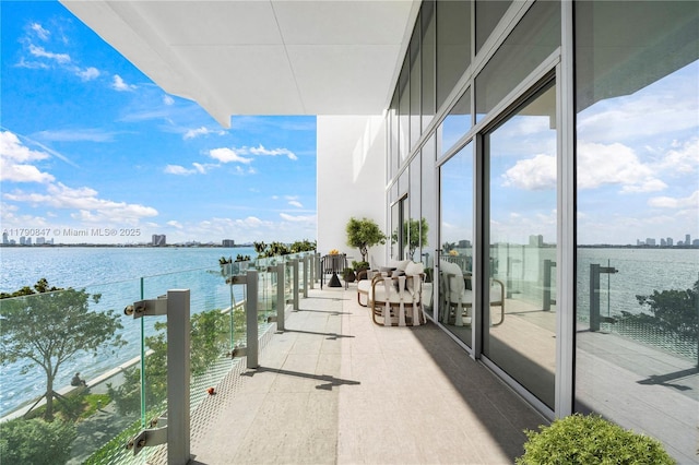 balcony with a water view