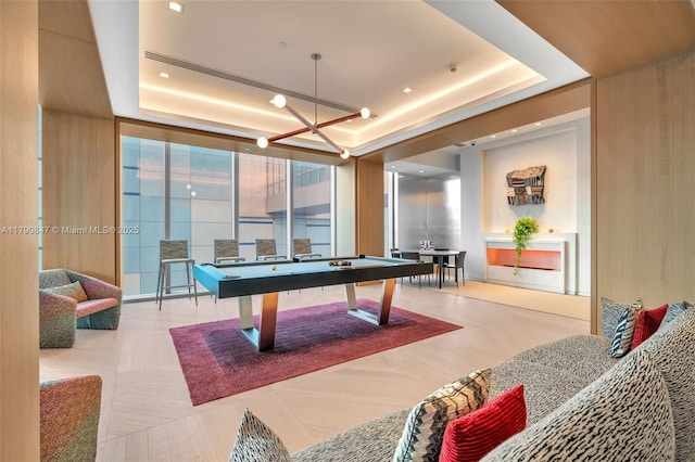 700 NE 26th Ter Unit Th-403, Miami, FL 33137 - recreation room with billiards table and a raised ceiling