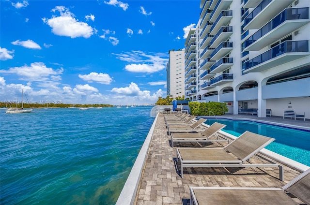 pool featuring a water view