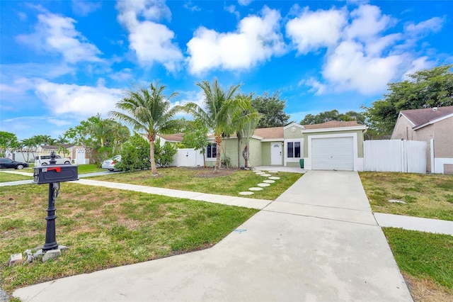 18982 Cloud Lake Cir, Boca Raton, FL 33496 - view of front of home with a front lawn, stucco siding, driveway, and fence