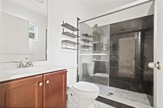 18982 Cloud Lake Cir, Boca Raton, FL 33496 - bathroom featuring vanity, a stall shower, and toilet
