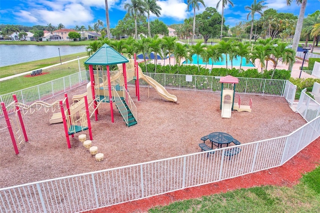 18982 Cloud Lake Cir, Boca Raton, FL 33496 - community playground with fence and a water view