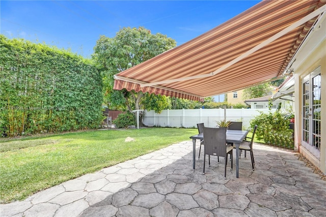 view of patio featuring outdoor dining area and a fenced backyard