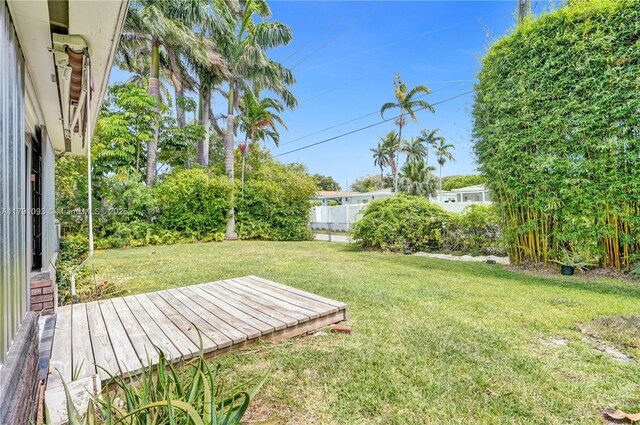 view of yard featuring a deck
