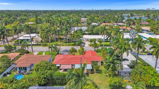birds eye view of property with a residential view