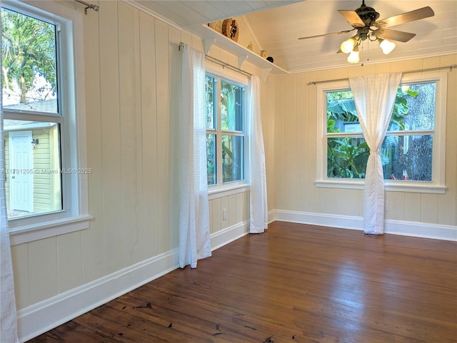 550 SW 13th Ave, Fort Lauderdale, FL 33312 - empty room with dark wood-type flooring, baseboards, and ceiling fan