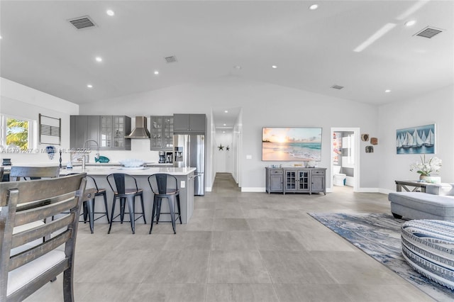 16 N Channel Dr, Key Largo, FL 33037 - living area featuring lofted ceiling, recessed lighting, and baseboards