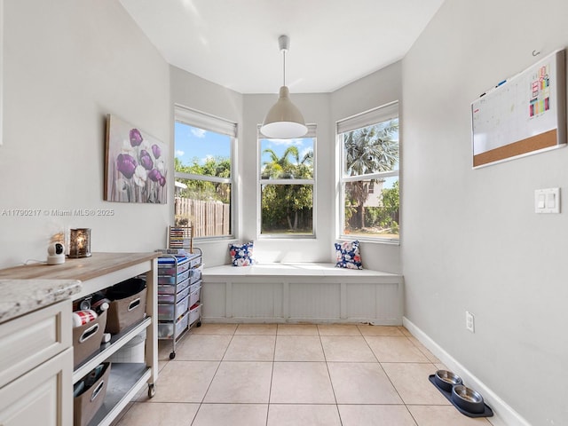 bathroom with plenty of natural light, baseboards, and tile patterned floors