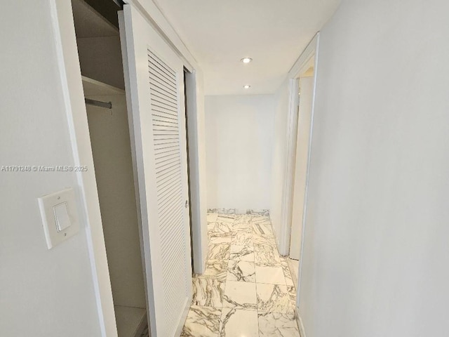 18051 Biscayne Blvd Unit 1704, Aventura, FL 33160 - corridor with recessed lighting and marble finish floor