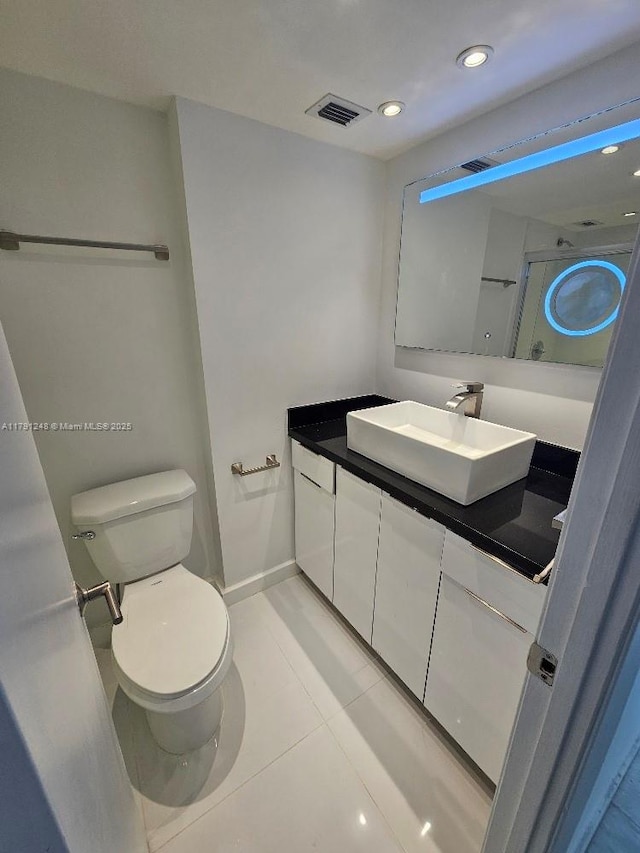 18051 Biscayne Blvd Unit 1704, Aventura, FL 33160 - bathroom with recessed lighting, toilet, tile patterned flooring, and vanity