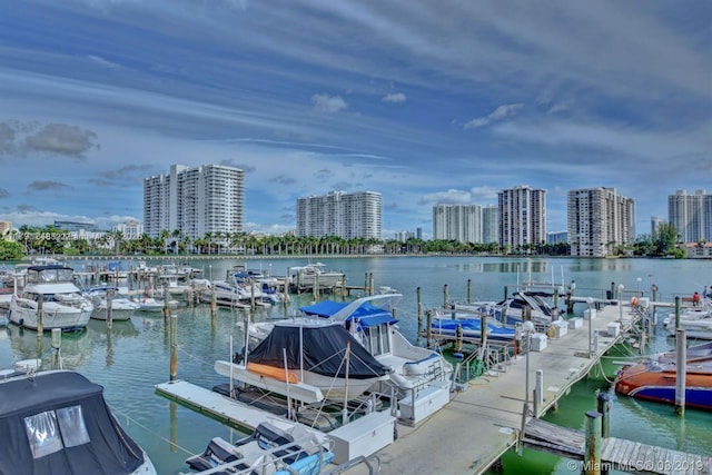18051 Biscayne Blvd Unit 1704, Aventura, FL 33160 - dock area featuring a city view and a water view