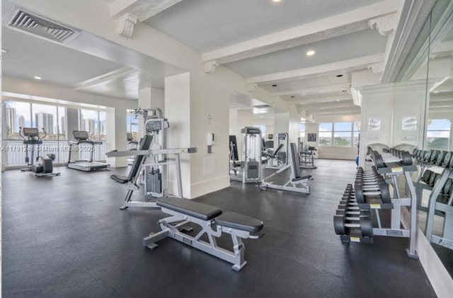 18051 Biscayne Blvd Unit 1704, Aventura, FL 33160 - exercise room with visible vents, recessed lighting, and baseboards