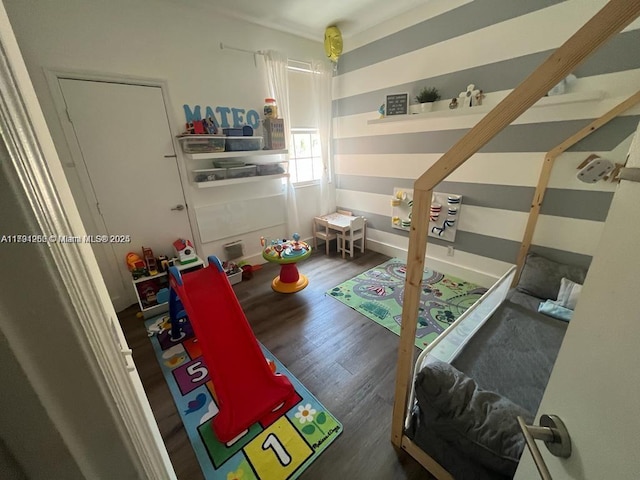 playroom with wood finished floors