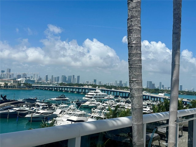 property view of water with a city view