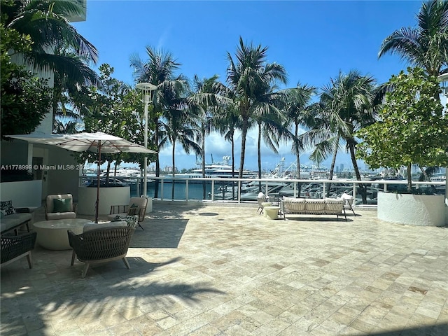 exterior space with outdoor lounge area and a patio