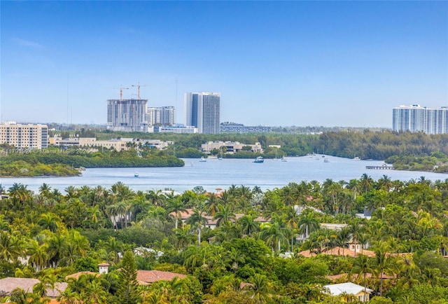9801 Collins Ave Unit 17R, Bal Harbour, FL 33154 - bird's eye view featuring a water view and a city view