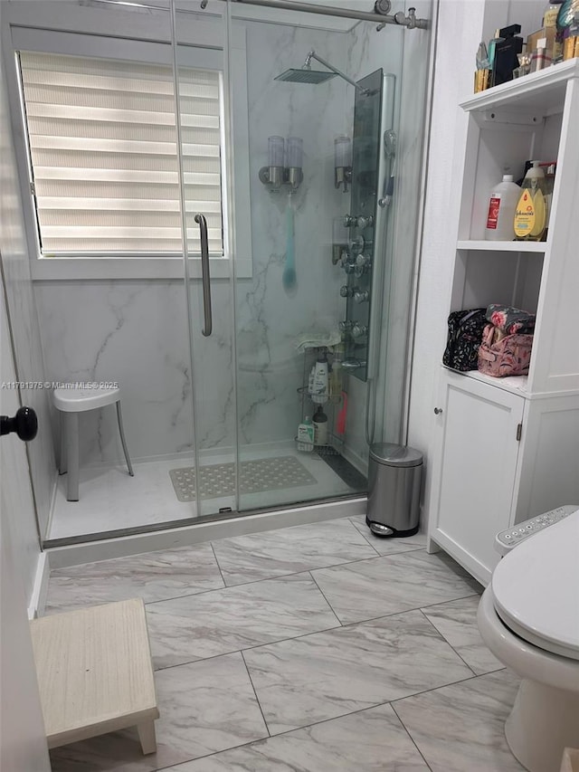 13686 SW 116th Ln, Miami, FL 33186 - full bathroom with a marble finish shower, toilet, and marble finish floor