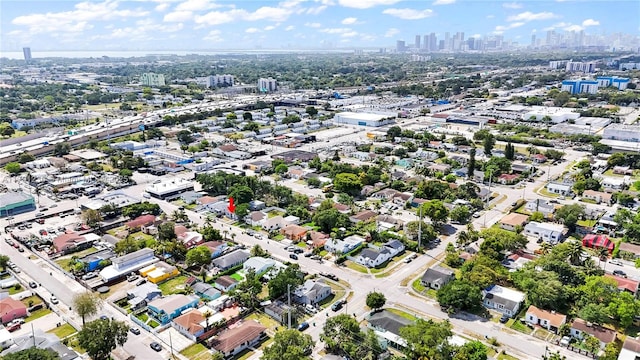 drone / aerial view with a view of city