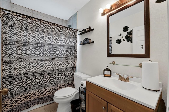 1910 NW 72nd St, Miami, FL 33147 - bathroom with vanity, toilet, a shower with shower curtain, and tile patterned flooring