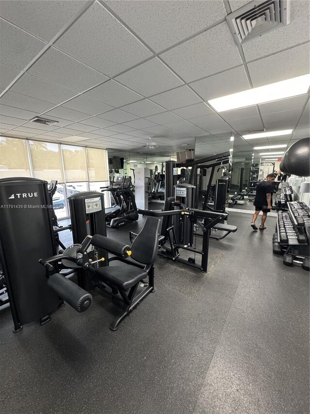 2150 Sans Souci Blvd Unit B611, North Miami, FL 33180 - gym with a paneled ceiling and visible vents