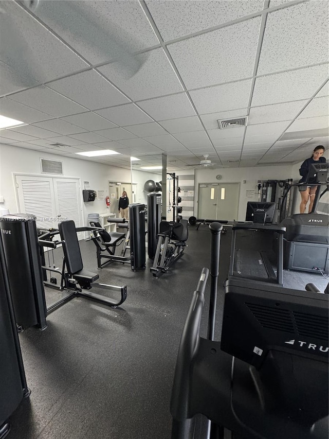 2150 Sans Souci Blvd Unit B611, North Miami, FL 33180 - exercise room with a drop ceiling and visible vents