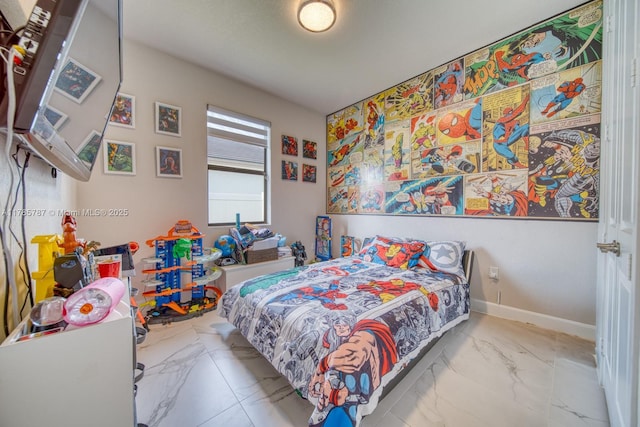 bedroom with marble finish floor