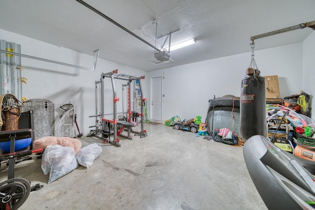 garage with a garage door opener