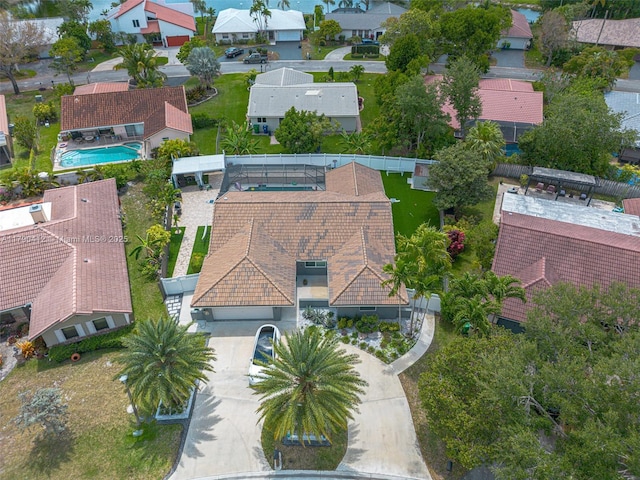 bird's eye view with a residential view
