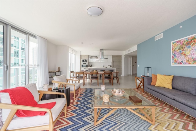 living room with visible vents