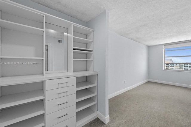 walk in closet featuring carpet floors