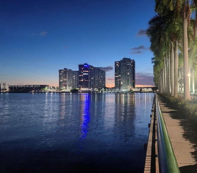 view of water feature featuring a city view