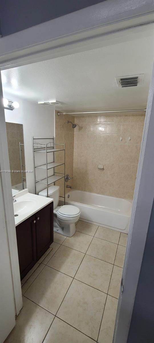 15231 SW 80th St Unit 209, Miami, FL 33193 - bathroom featuring tile patterned flooring, toilet, shower / bath combination, vanity, and visible vents
