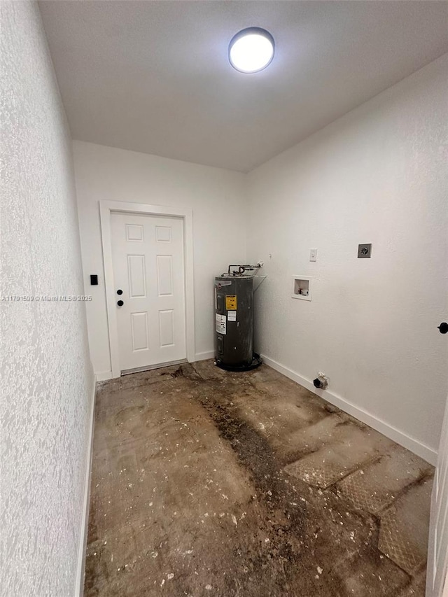 249 SW 4th Ct, Homestead, FL 33030 - laundry room with water heater, hookup for a washing machine, electric dryer hookup, and baseboards