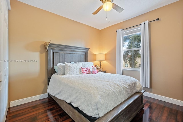 13119 SW 29th St, Miramar, FL 33027 - bedroom featuring dark wood-style floors and a ceiling fan