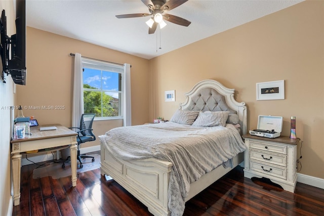 13119 SW 29th St, Miramar, FL 33027 - bedroom featuring dark wood-type flooring, an office area, and ceiling fan