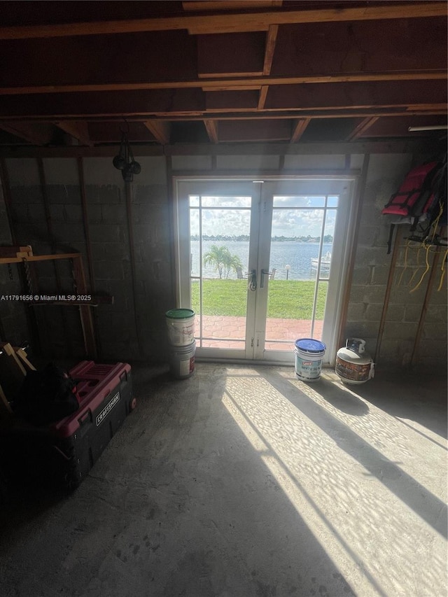17501 NW 85th Ave, Hialeah, FL 33015 - below grade area featuring french doors and concrete block wall